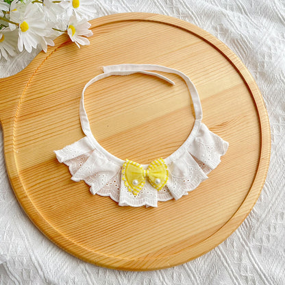 Mokka - Bow Lace Trim Cat Collar