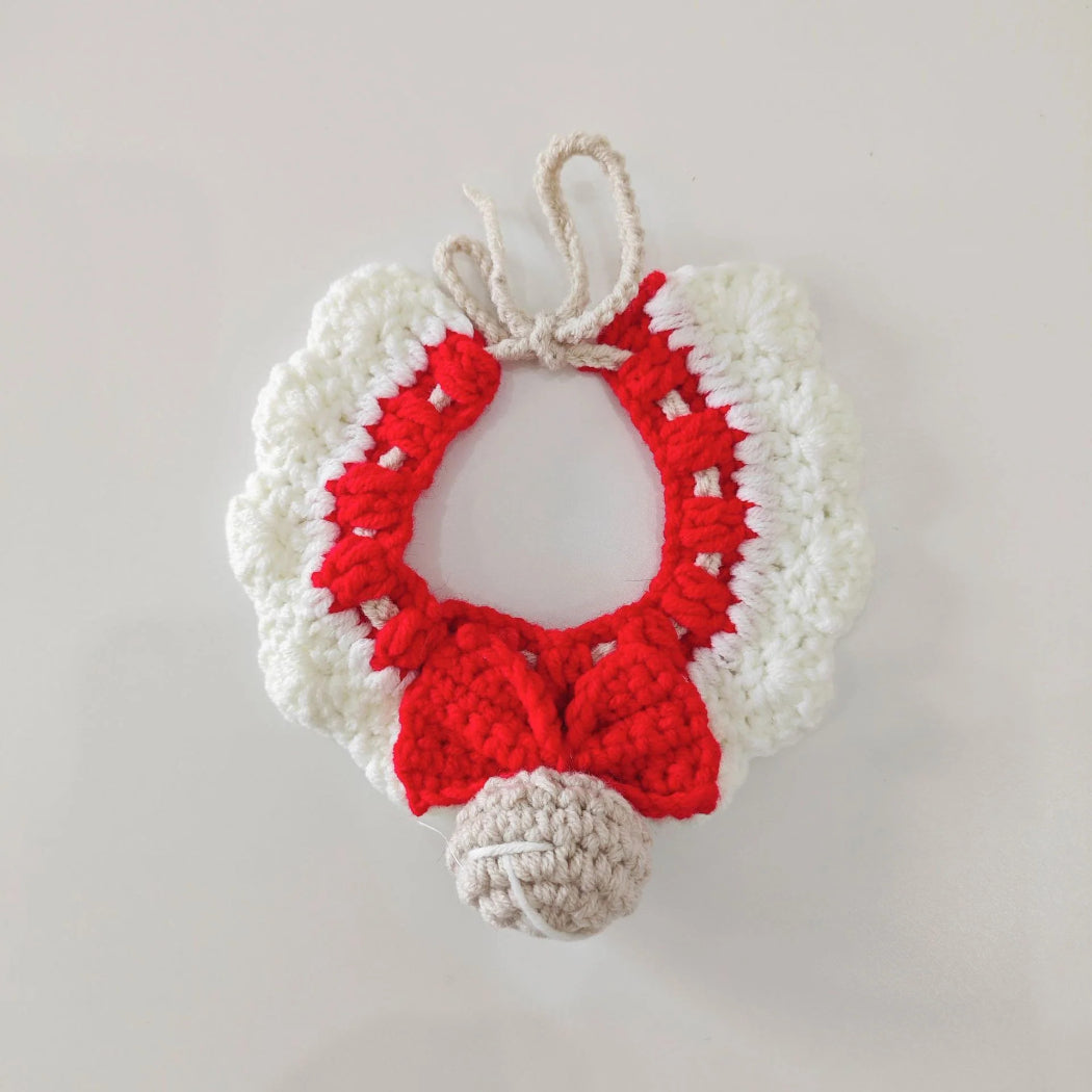 Mokka - Crochet Bow Ball Ruffle Pet Collar