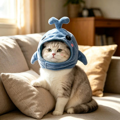 Ozzie - Blue Whale Costume Hat for Cats