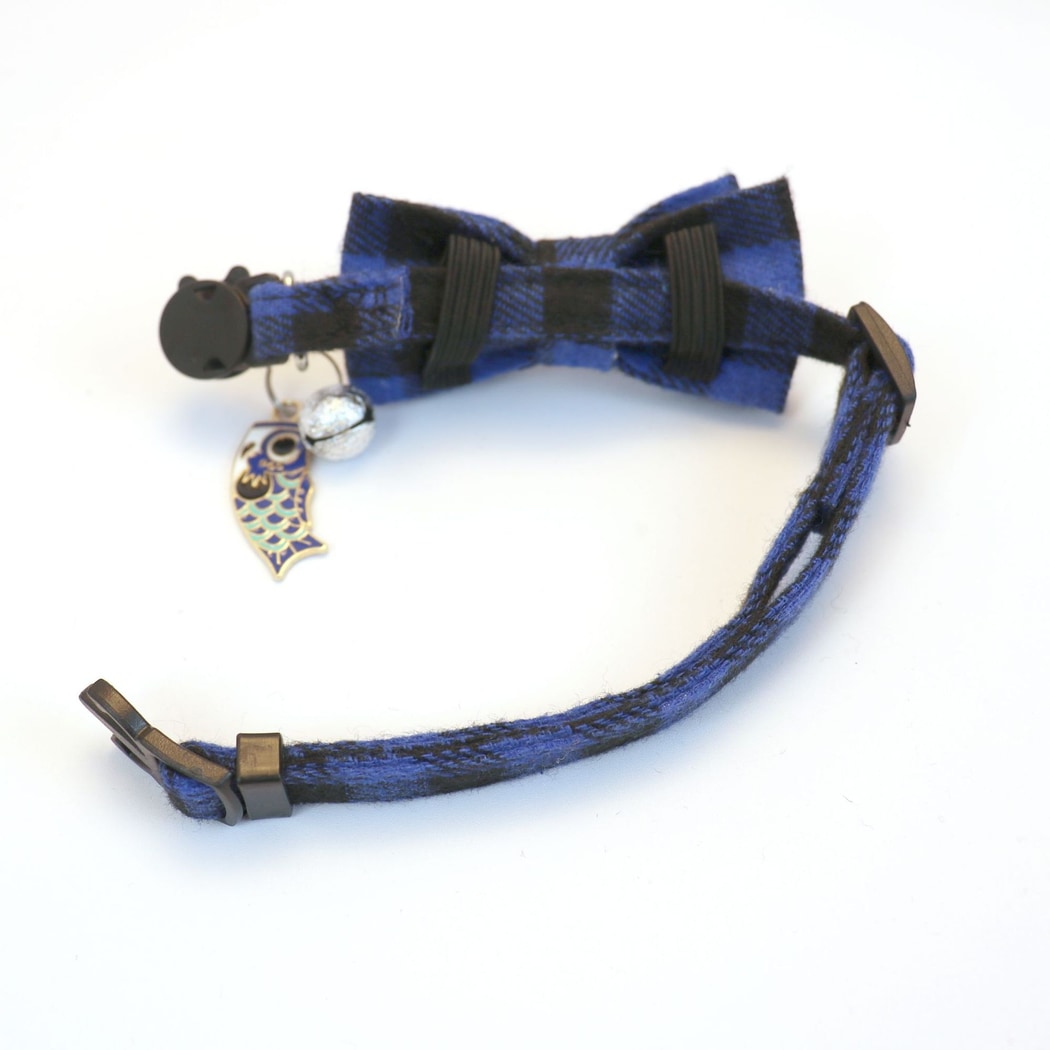 Mokka - Retro Fish Charm Plaid Pet Collar