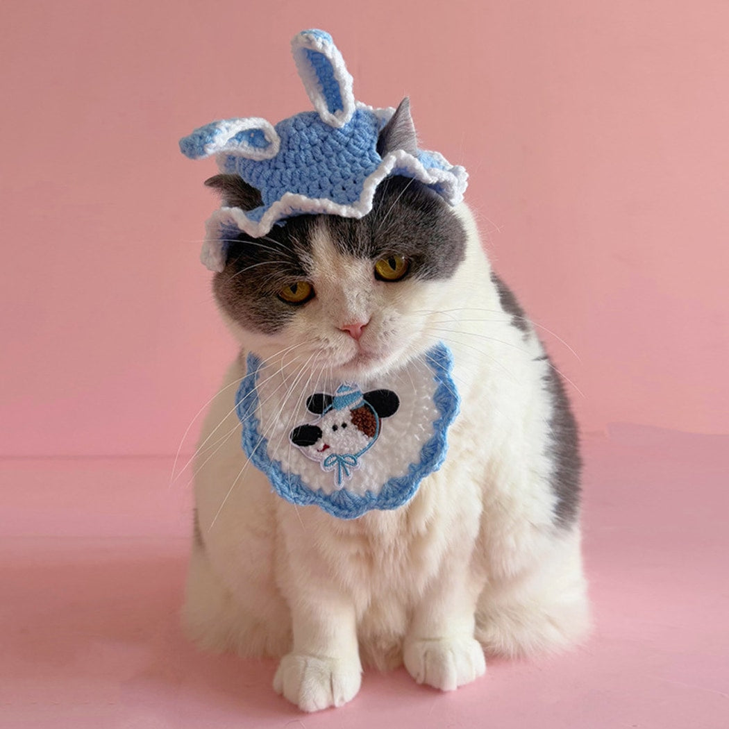 Mokka - Cartoon Party Scalloped Cat Bib