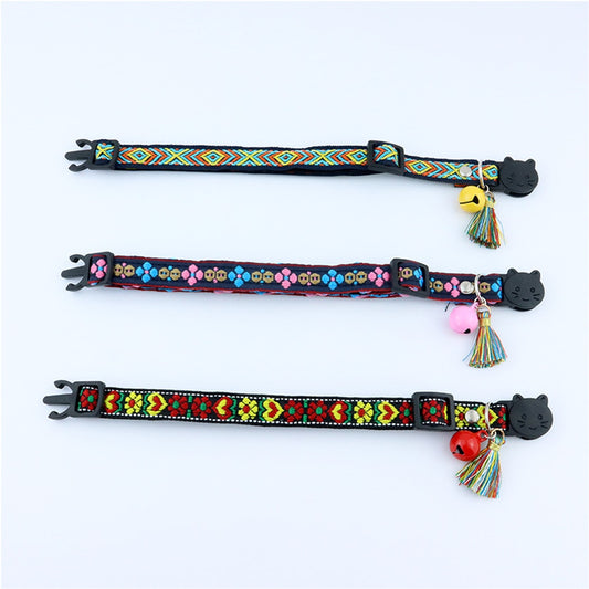 Mokka - Colorful Pattern Bow Detail Cat Collar