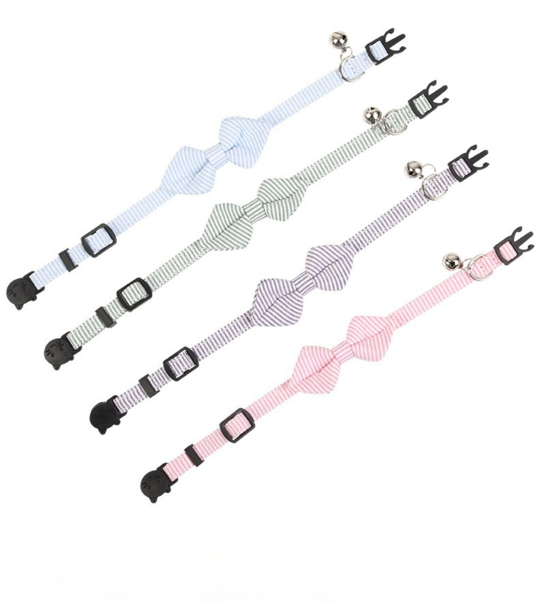 Mokka soft stripe bowtie cat collar displayed flat on white background