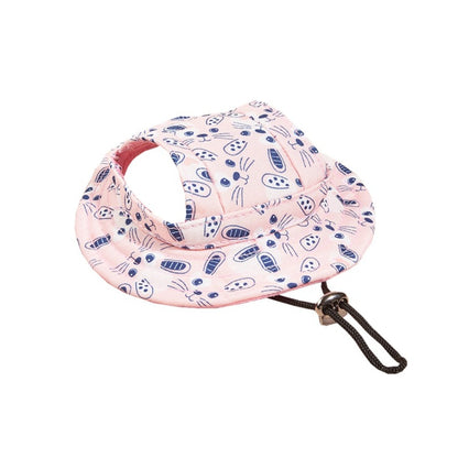 Close-up of Ozzie dog bucket hat fabric pattern and ear holes
