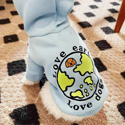 Ozzie - Planet Print Dog and Cat Hoodie Sweatshirt