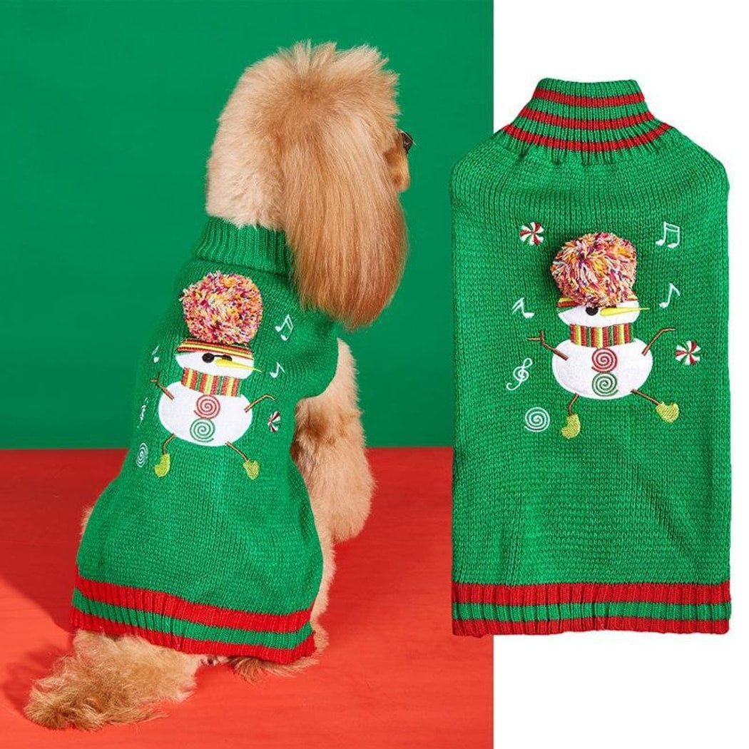 Christmoo - Knitted Christmas Snowman Dog and Cat Sweater