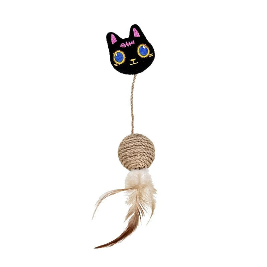 Moo - Cat Face Ball Feather Cat Toy
