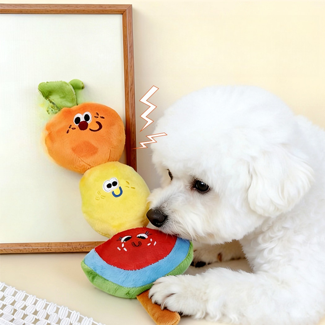 Petkin - Playful Fruit Skewer Crinkle Plush Dog Toy