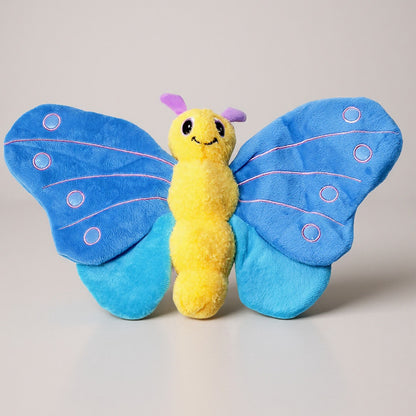 Petkin colourful butterfly plush toy with bright multicoloured wings and antennae