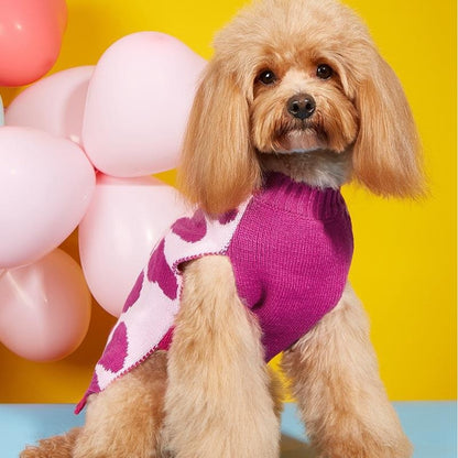 Ozzie - Pink Heart Bow Round Neck Dog Sweater