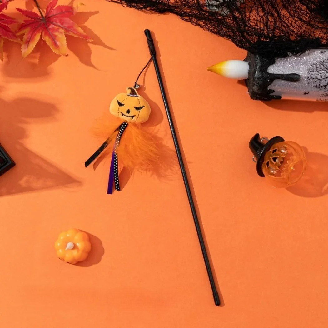Moo - Halloween Bell & Feather Trim Cat Wand Toy