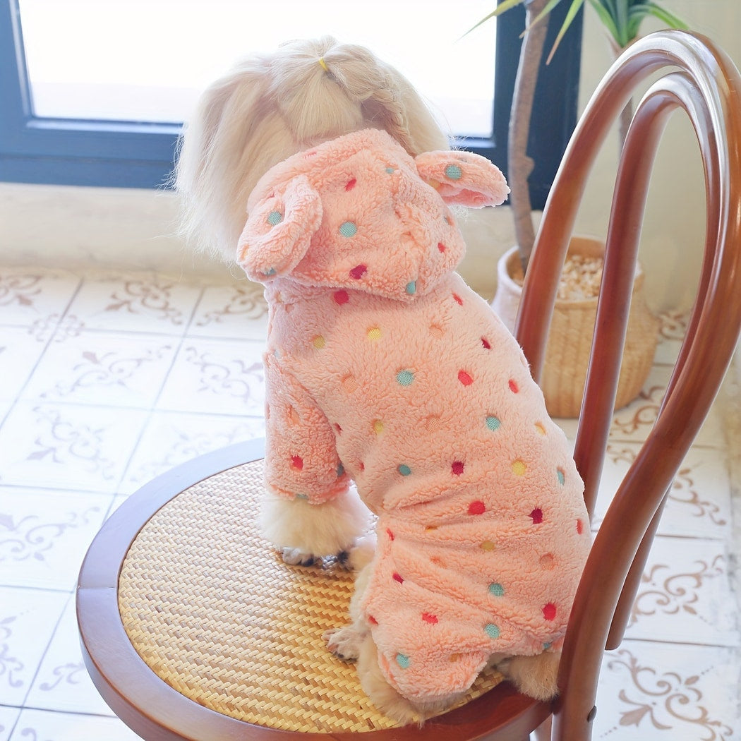 Ozzie - Rabbit Ear Polka Dot Plush Dog Onesie