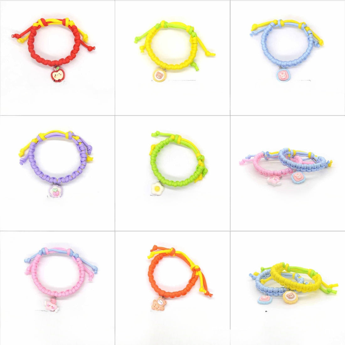 Mokka cat collar in vibrant multicolour cord displayed on white background