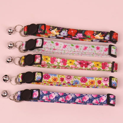Mokka - Vintage-inspired Floral Print Cat Collar