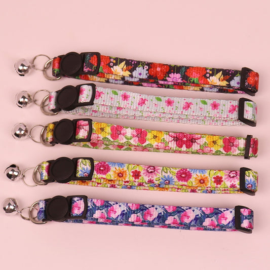 Mokka - Vintage-inspired Floral Print Cat Collar