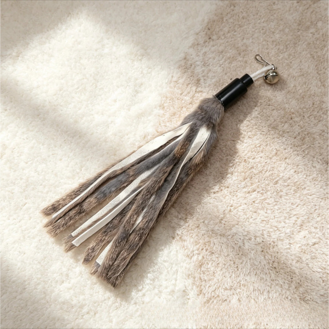 MOO Rabbit Fur Cat Wand Toy Set