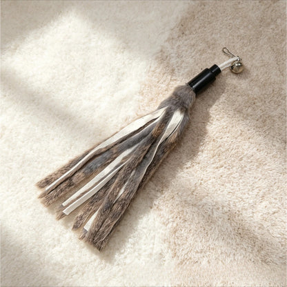MOO Rabbit Fur Cat Wand Toy Set