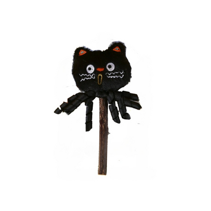 Moo - Curled-Ribbon Bell Cat-Face Stick Toy