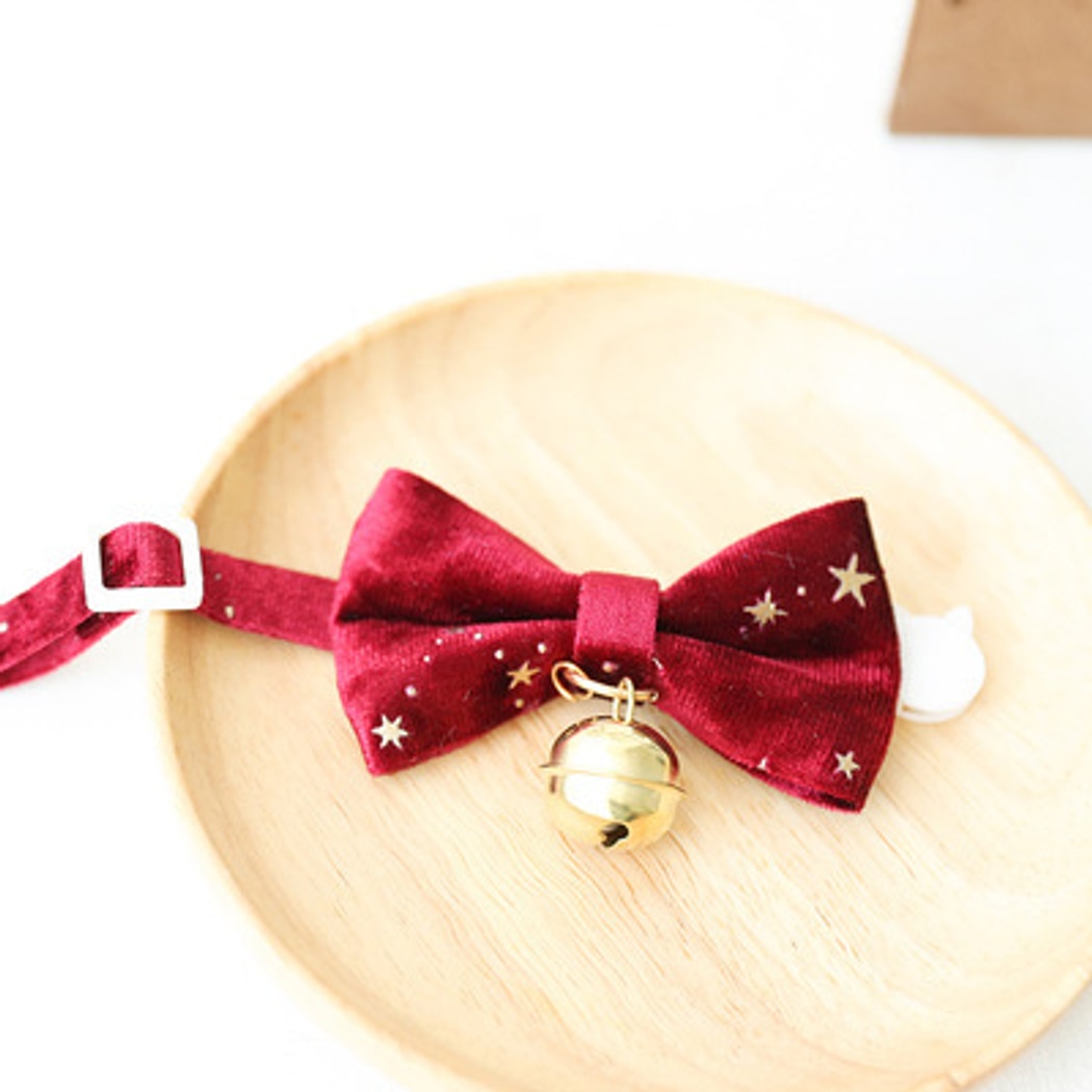 Mokka - Decorative Bow Tie Collar with Bell for Cats