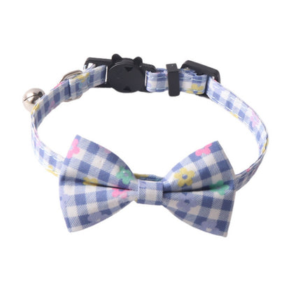 Mokka floral bow tie cat collar displayed on white background highlighting floral pattern
