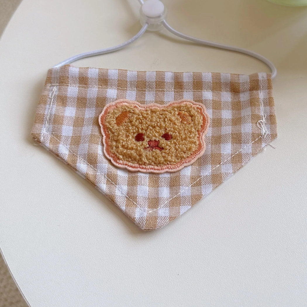 Furbud - Bear Patch Gingham Pet Neckwear