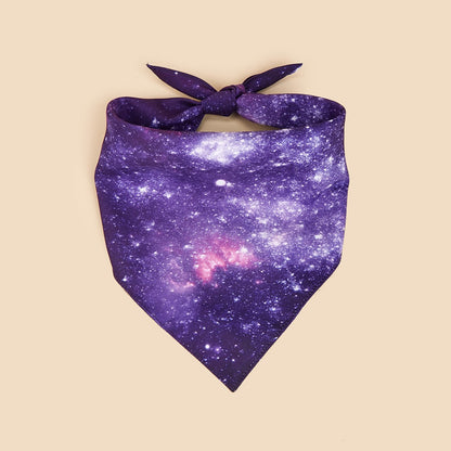 Furbud Galaxy Print Bandana styled as a headband with galaxy print