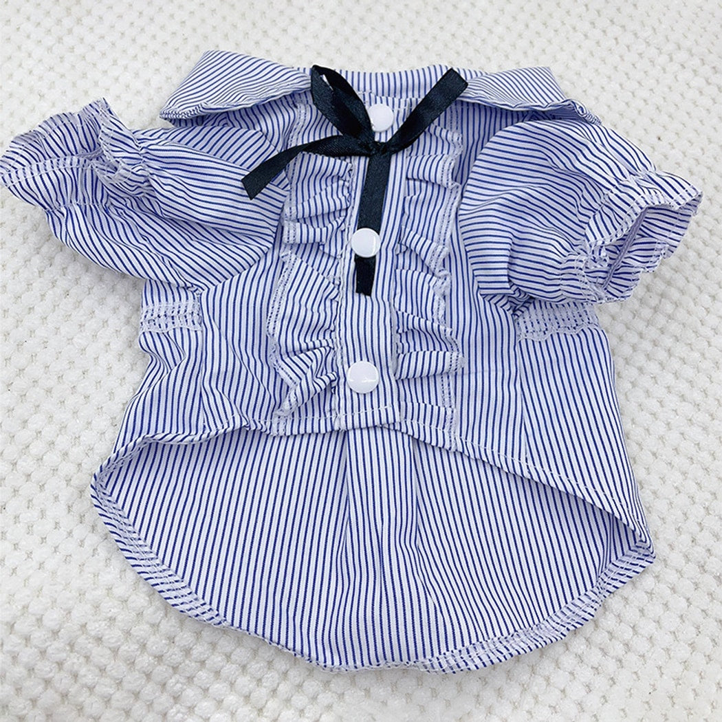 Ozzie - Ruffled Striped Short Sleeve Pet Dog Shirt
