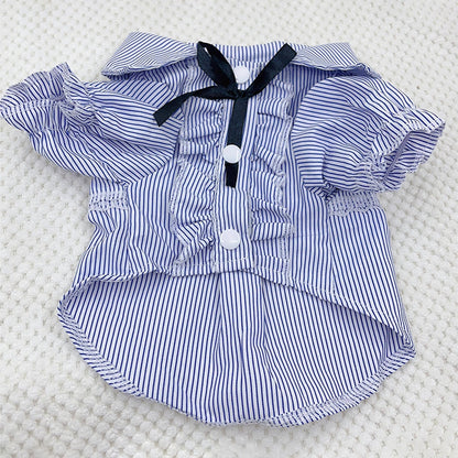 Ozzie - Ruffled Striped Short Sleeve Pet Dog Shirt