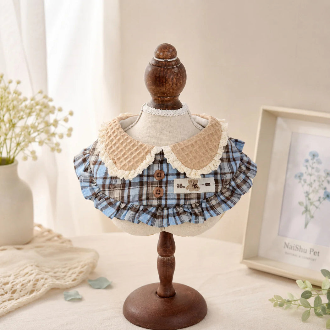 Mokka - Plaid Ruffle Bib Pet Neckwear