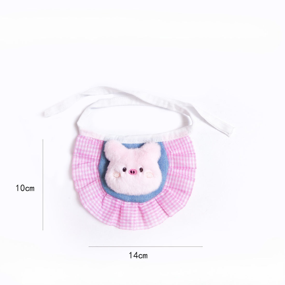 Mokka Bunny Plush Cat Neck Bib folded to display plush texture and bunny ears