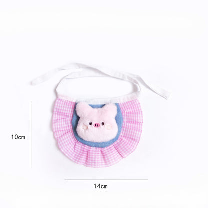 Mokka Bunny Plush Cat Neck Bib folded to display plush texture and bunny ears
