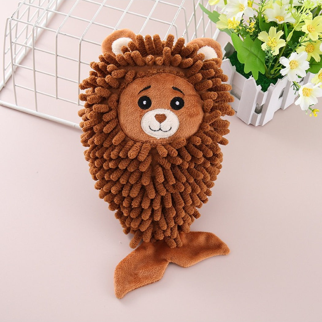Side view of Petkin Animal Mop Plush Dog Toy highlighting mop strands