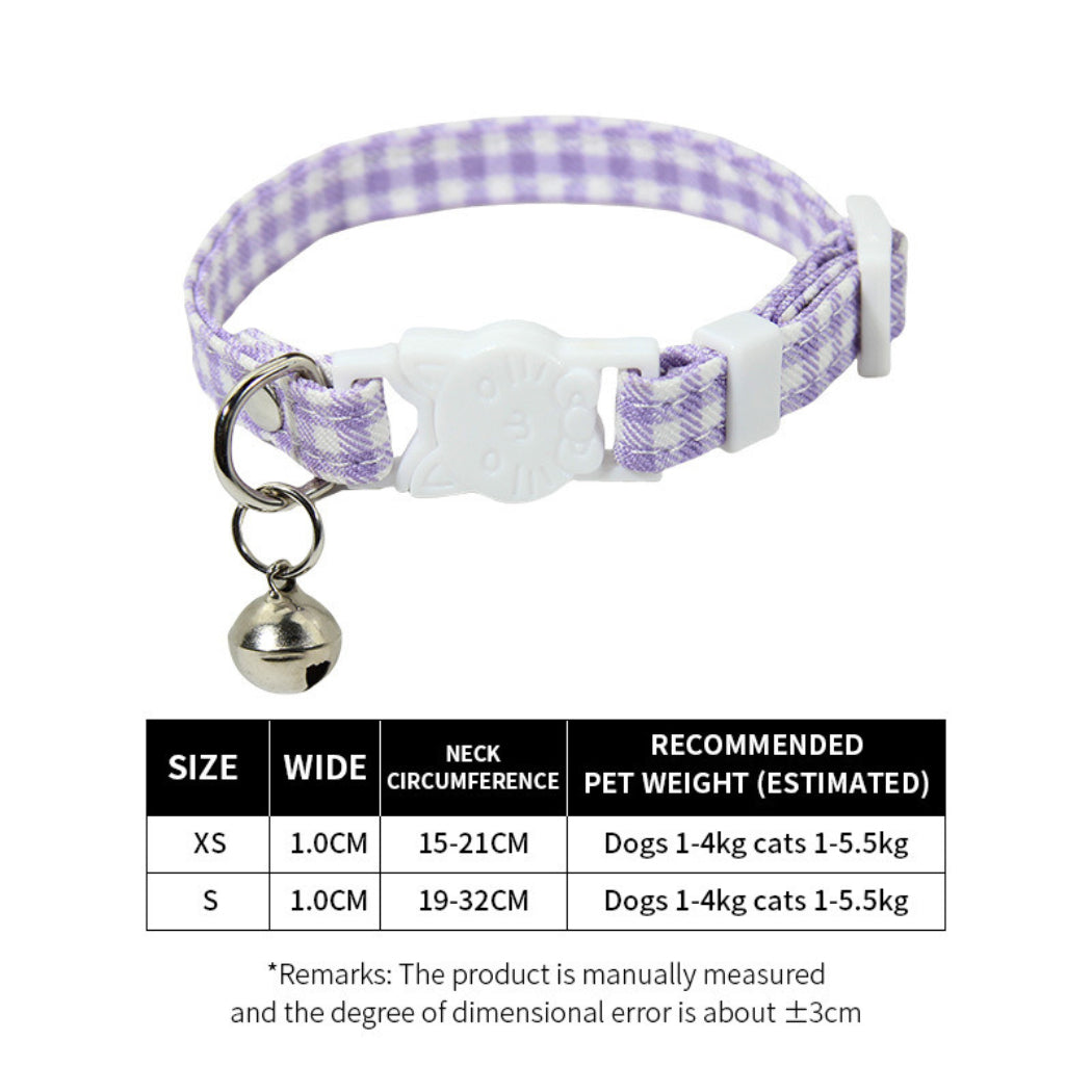 Mokka - Gingham Check Breakaway Bell Cat Collar