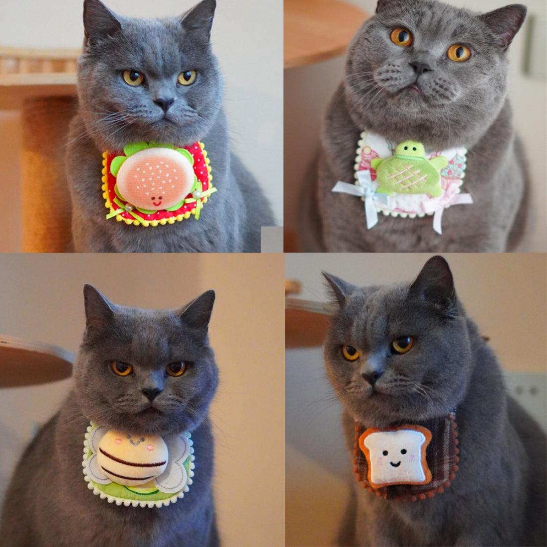 Mokka food plush cat bib displayed flat showing soft fabric and cat face design