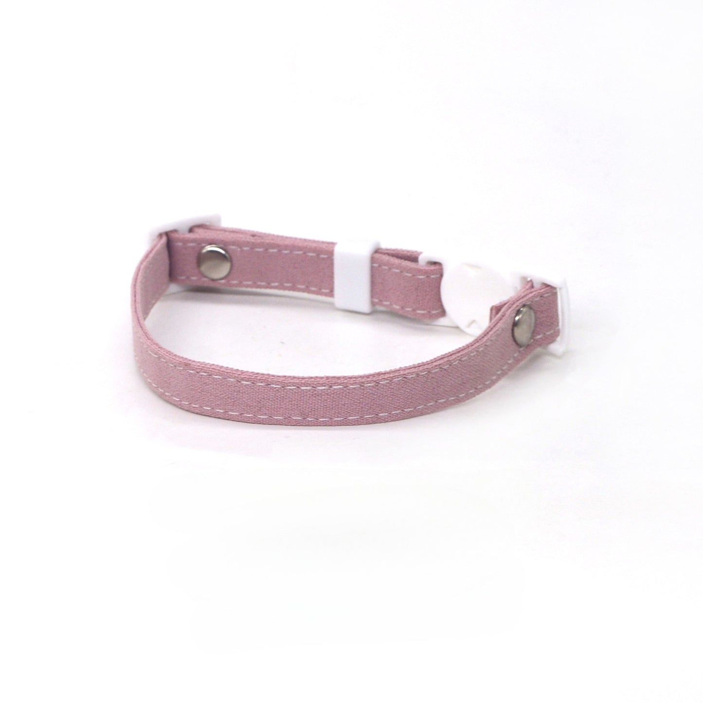 Mokka simple breakaway cat collar in soft brown fabric with black plastic buckle