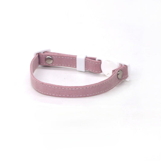 Mokka simple breakaway cat collar in soft brown fabric with black plastic buckle