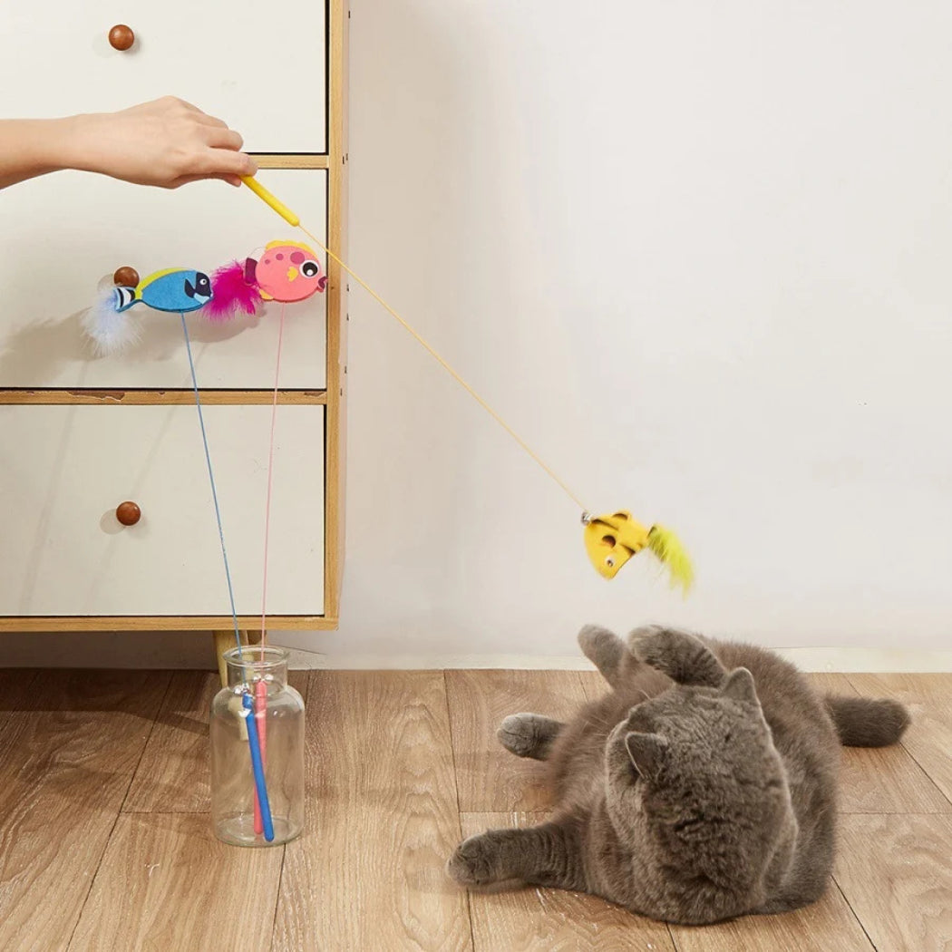 Moo - Colorful Fish Teaser Wand Cat Toy