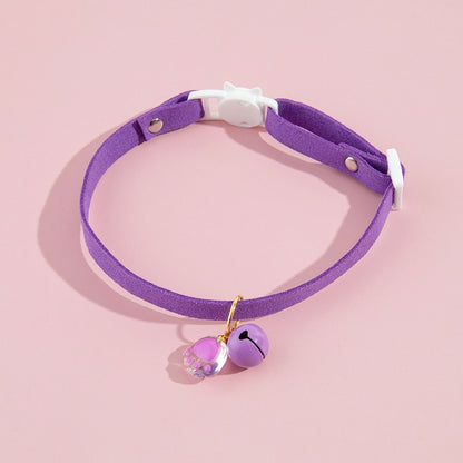 Mokka - Paw Charm Bell Accent Solid Cat Collar