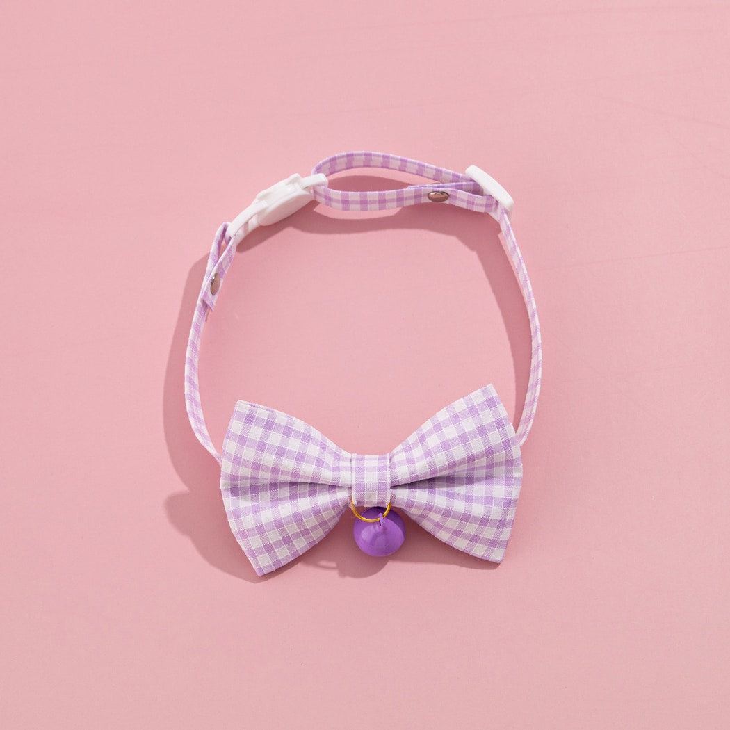 Mokka - Gingham Bell Accent Adjustable Cat Collar