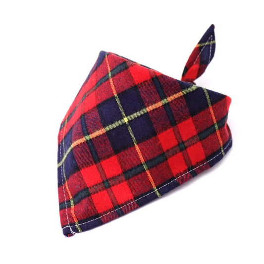 Furbud - Red Blue Winter Plaid Pet Bandana