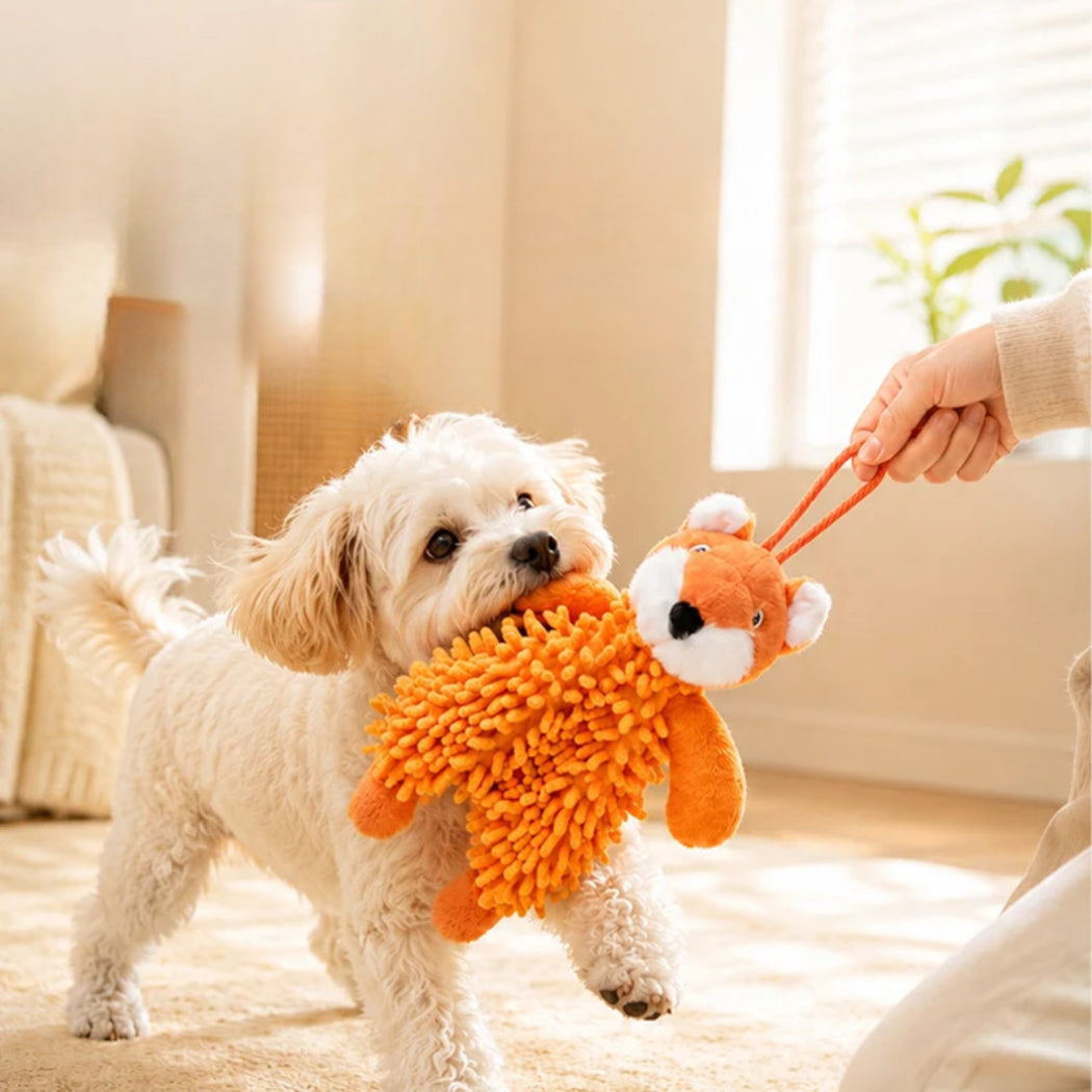 Petkin - Shaggy Fox Bunny & Monkey Plush Dog Toy