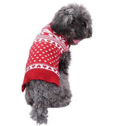 Ozzie - Festive Snowflake Heart Pattern Dog Sweater