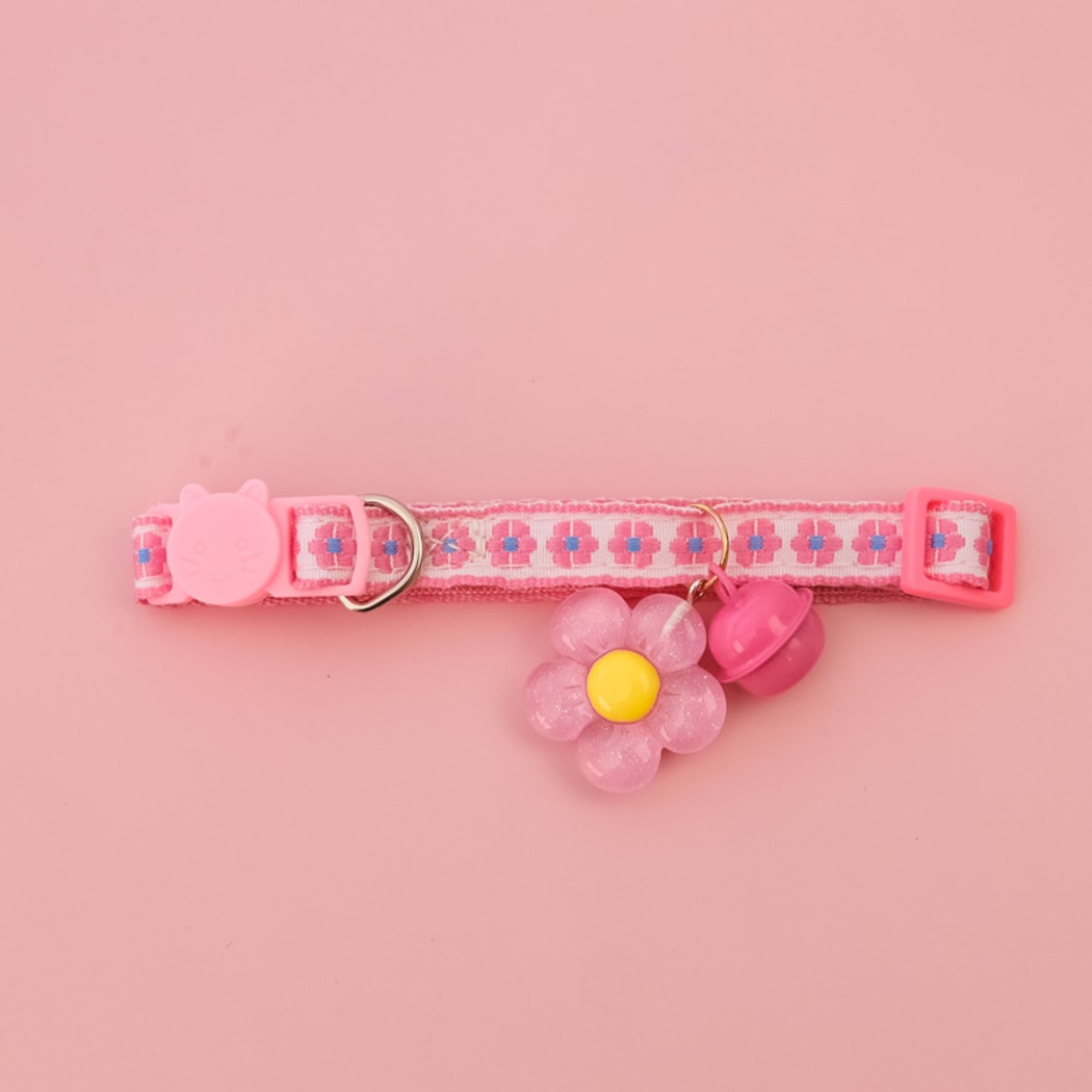 Mokka - Embroidered Flower Bell Cat Collar