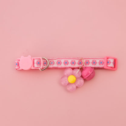 Mokka - Embroidered Flower Bell Cat Collar