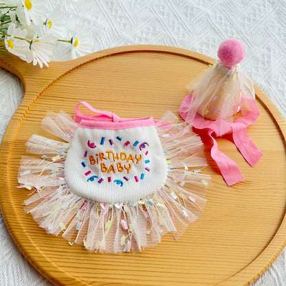 Mokka - Letter Pattern Pet Birthday Hat and Bib