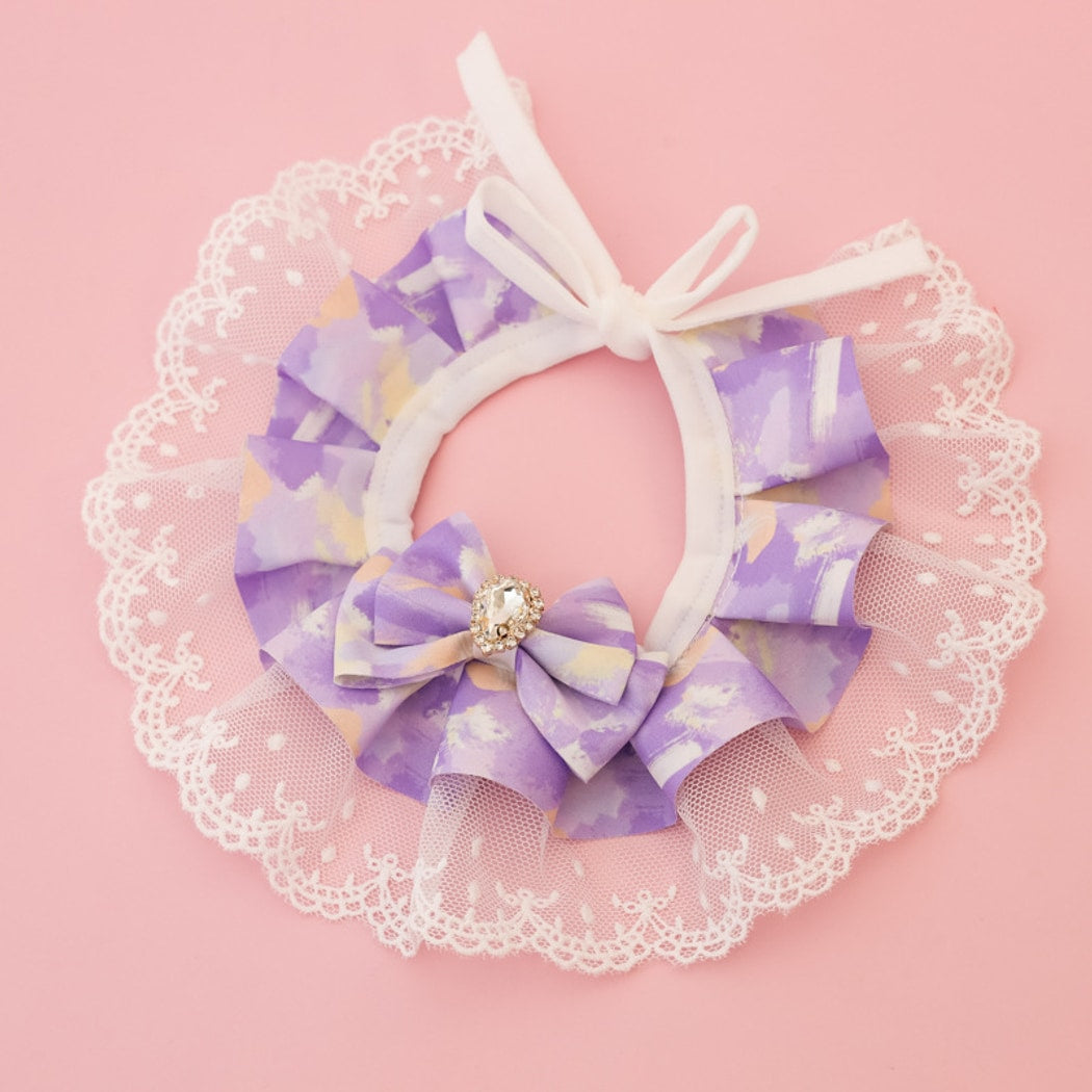 Mokka - Ruffle Lace Floral Cat Collar