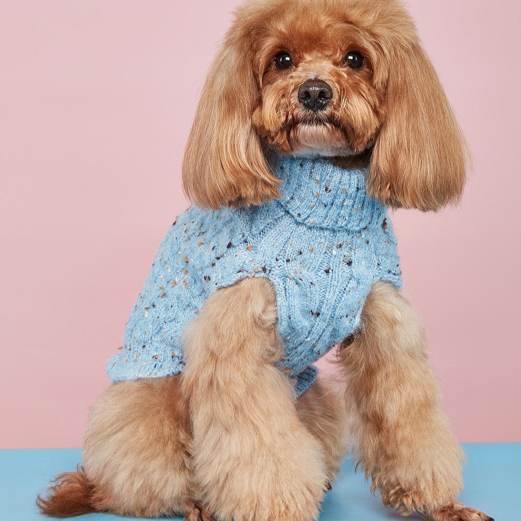 Ozzie - Cable Knit High Neck Dog Sweater Apparel