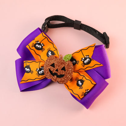 Halloweek - Bell Accent Pumpkin Bow Tie Pet Collar