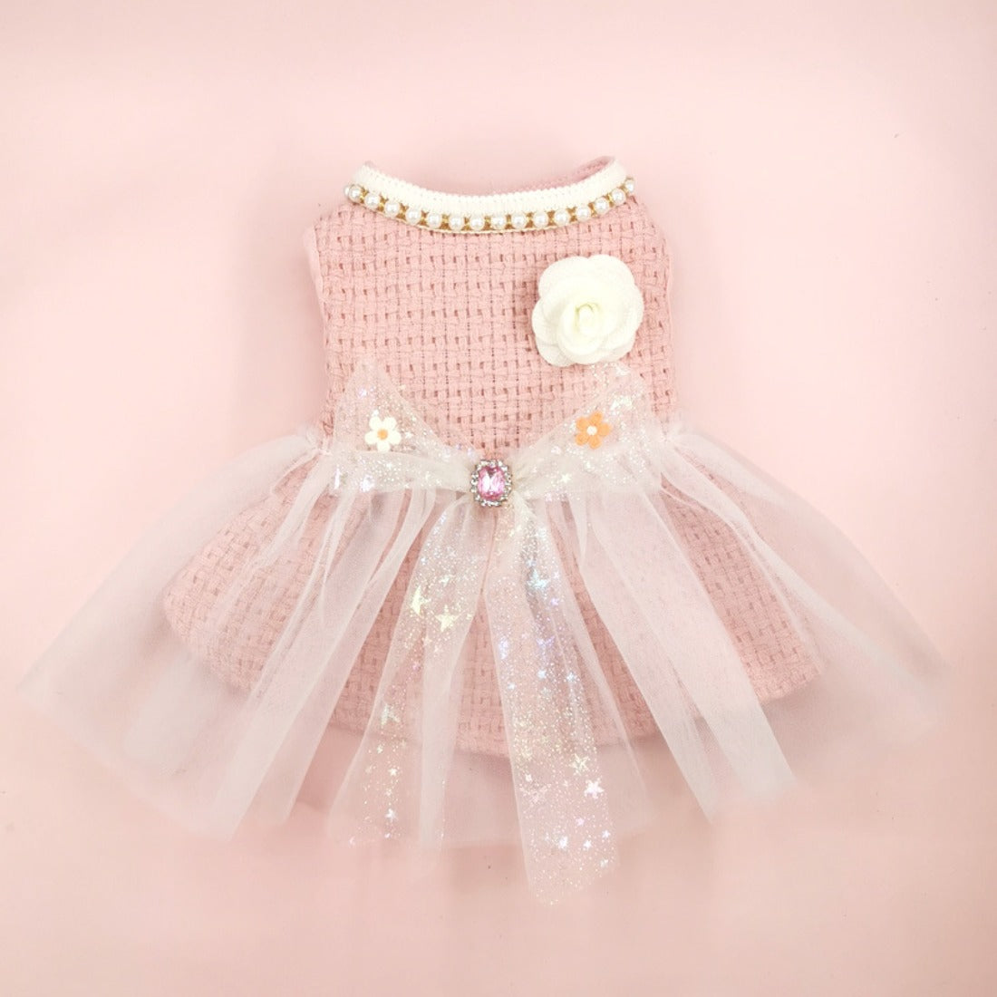 Back view of the cat dress showing the full bow and layered tulle skirt