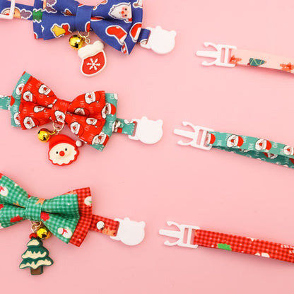 Christmoo - Adjustable Christmas Print Bow Tie Cat Collar